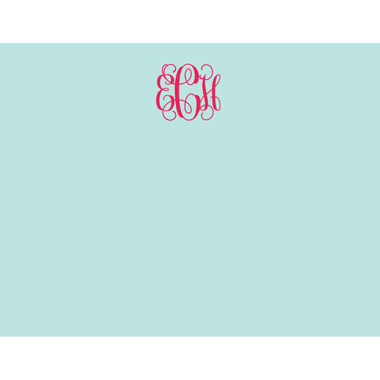 Robin's Egg Monogram Flat Note Cards